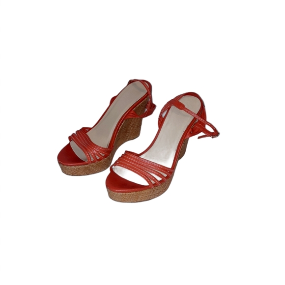 J. Crew Shoes - J. Crew Size 8 Orange Leather Strappy Ankle Heeled Shies sandals